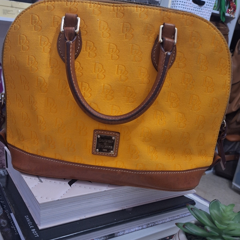Dooney & Bourke Mustard and Brown Satchel